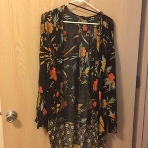 Kimono black mustard red